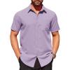 COOFANDY Mens Short Sleeve Dress Shirts Wrinkle Free Button Down Shirts Stain Shield Shirts with Pocket(Purple)
