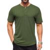 COOFANDY Mens Slim Fit Henley Shirts Short Sleeve 3 Button T-Shirt Longline Ribbed Henley Basic Tee Army Green