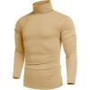 COOFANDY Men’s Slim Fit Turtleneck Cotton T Shirts Casual Long Sleeve Lightweight Pullover Sweater Basic Tops(Khaki)