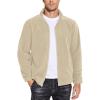 COOFANDY Men’s Soft Polar Fleece Jacket Lightweight Full Zip Jackets Casual Outdoor Warm Jackets Coats with Pockets(Light Khaki)