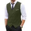COOFANDY Men’s Suit Vest Slim Fit Business Formal Waistcoat Casual Dress Vest(Army Green)