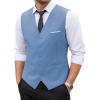COOFANDY Men’s Suit Vest Slim Fit Business Formal Waistcoat Casual Dress Vest(Light Blue)