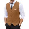 COOFANDY Men’s Suit Vest Slim Fit Business Formal Waistcoat Casual Dress Vest(Light Brown)