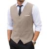 COOFANDY Men’s Suit Vest Slim Fit Business Formal Waistcoat Casual Dress Vest(Light Khaki)