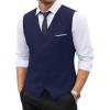 COOFANDY Men’s Suit Vest Slim Fit Business Formal Waistcoat Casual Dress Vest(Navy Blue)