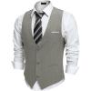 COOFANDY Men’s Suit Vest V-Neck Casual Business Vests Lightweight Slim Fit Formal Dress Waistcoat for Wedding Party(Grey)