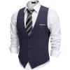 COOFANDY Men’s Suit Vest V-Neck Casual Business Vests Lightweight Slim Fit Formal Dress Waistcoat for Wedding Party(Navy Blue)