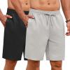 COOFANDY Men’s Summer Beach Shorts Lightweight Elastic Waist Drawstring Casual Shorts with Pocket(Black/Grey)