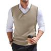 COOFANDY Men’s Sweater Vest V Neck Slim Fit Cable Knitted Sleeveless Pullover Sweater(Khaki and Black Stripe)