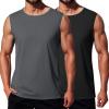 COOFANDY Men’s Workout Tank Tops 1/2 Pack Dry Fit Sleeveless Muscle Gym Shirts Stretch Bodybuilding Tee(Black+dark Grey)