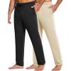 COOFANDY Men’s Yoga Sweatpants Lightweight Open Bottom Lounge Pants Casual Drawstring Sweat Pants with Pockets(2 Pack: Black/Khaki)