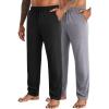 COOFANDY Men’s Yoga Sweatpants Open Bottom Lightweight Sweat Pants Drawstring Athletic Lounge Pants with Pockets(Black & Light Gray)