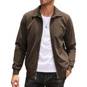 COOFANDY Men’s Casual Corduroy Jacket Lightweight Zip Up Vintage Jacket Collared Bomber Jacket(Brown)