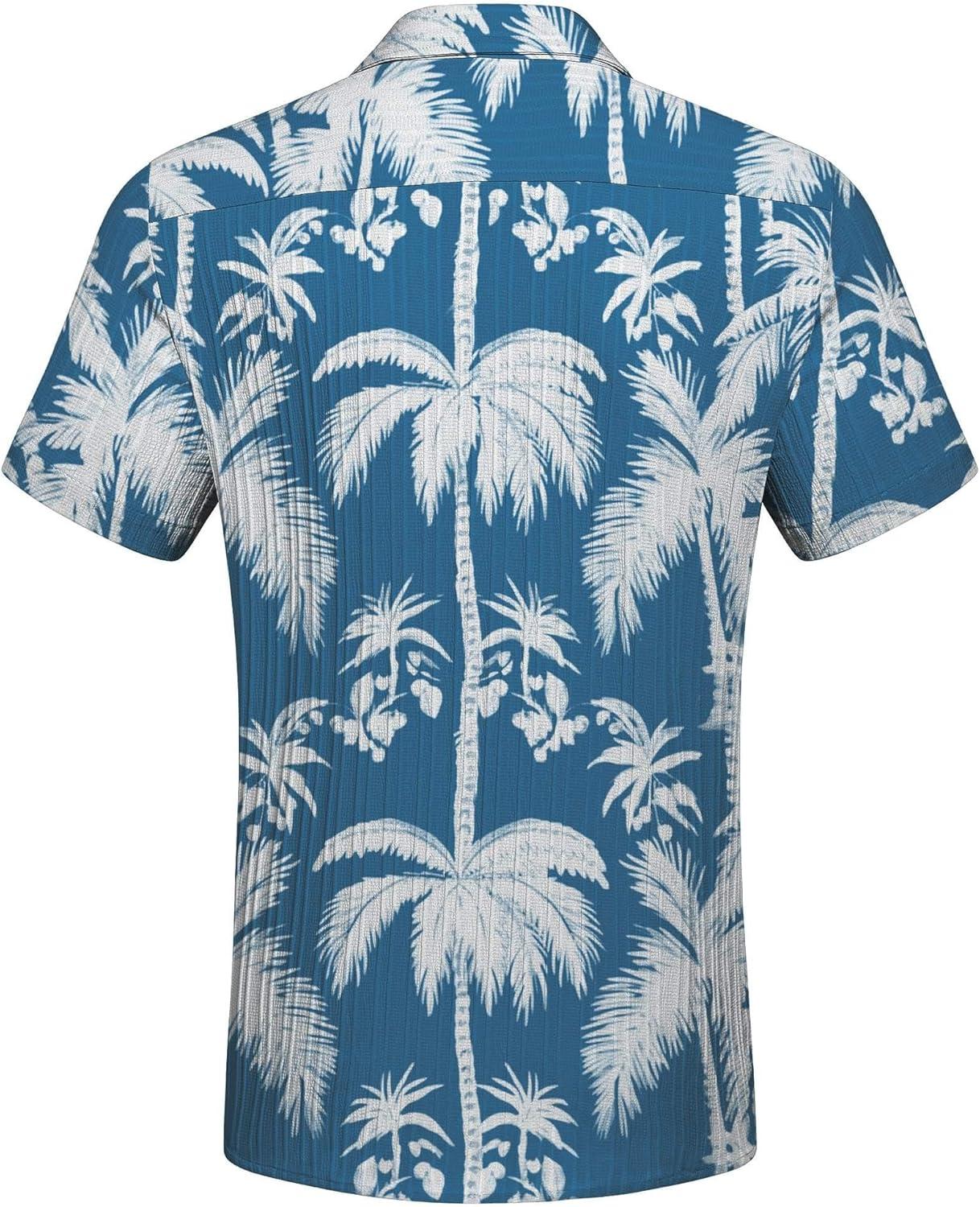 imageCOOFANDY Mens Casual Button Down Shirts Short Sleeve Textured Summer Beach Shirt with PocketBluecoconut Tree