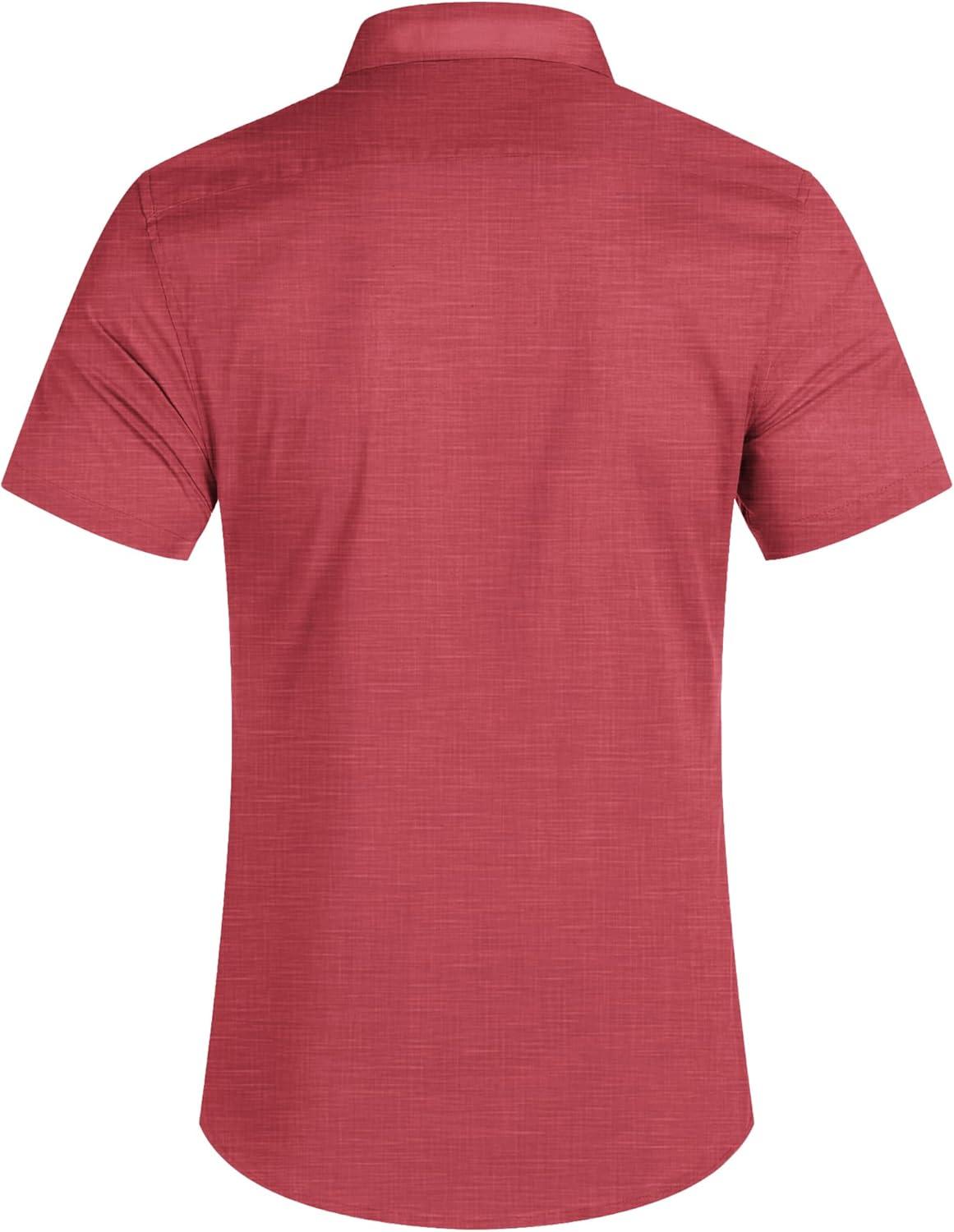 imageCOOFANDY Mens Casual Button Down Shirts Short Sleeve Textured Summer Beach Shirt with PocketWine Red
