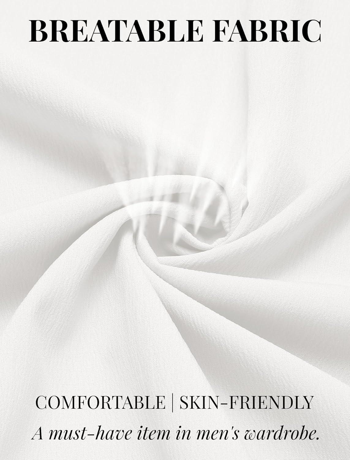 imageCOOFANDY Mens Casual Henley Shirts Short Sleeve Summer Beach TShirts Banded Collar Henleys Button Tee ShirtAll White