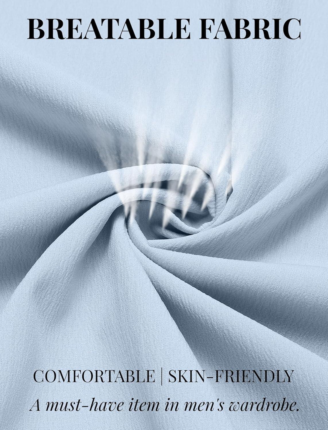 imageCOOFANDY Mens Casual Henley Shirts Short Sleeve Summer Beach TShirts Banded Collar Henleys Button Tee ShirtSky Blue