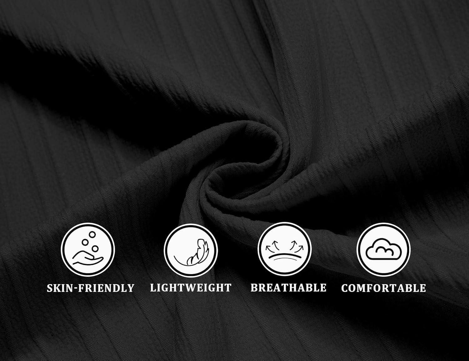 imageCOOFANDY Mens Casual Shirts Short Sleeve Button Down Shirts Fashion Textured Summer Beach ShirtBlack