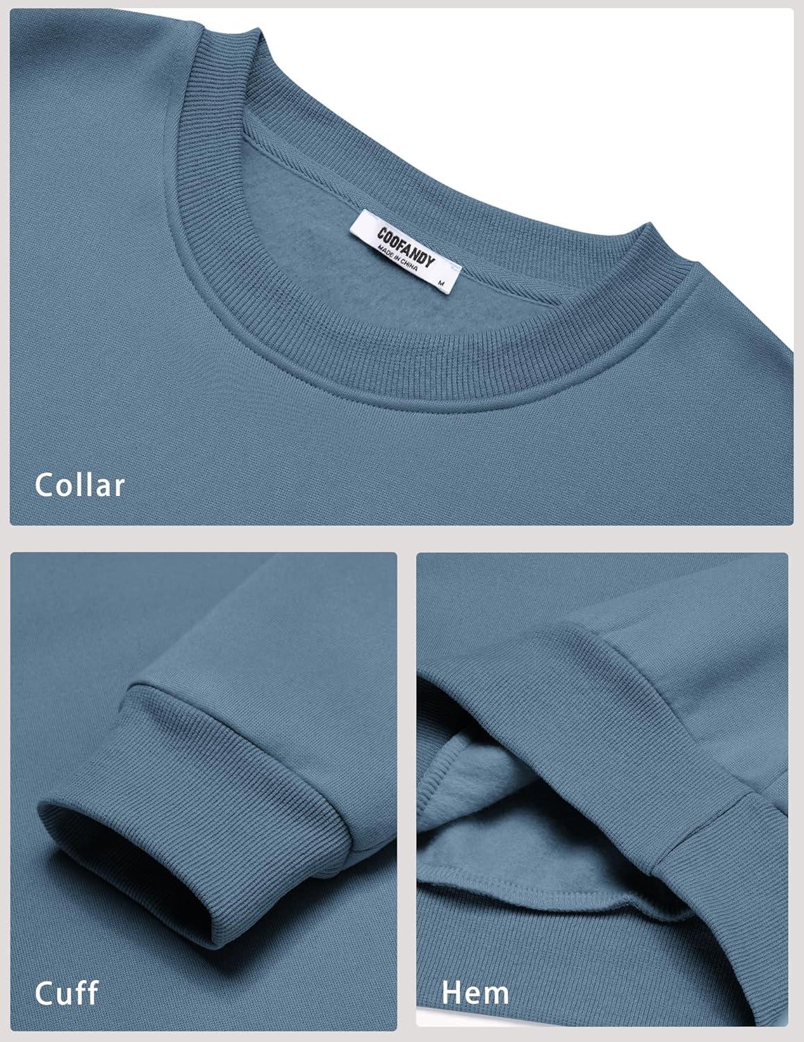 imageCOOFANDY Mens Crewneck Sweatshirts Long Sleeves Fleece Sweatshirts Thermal Casual Pullover ShirtNavy