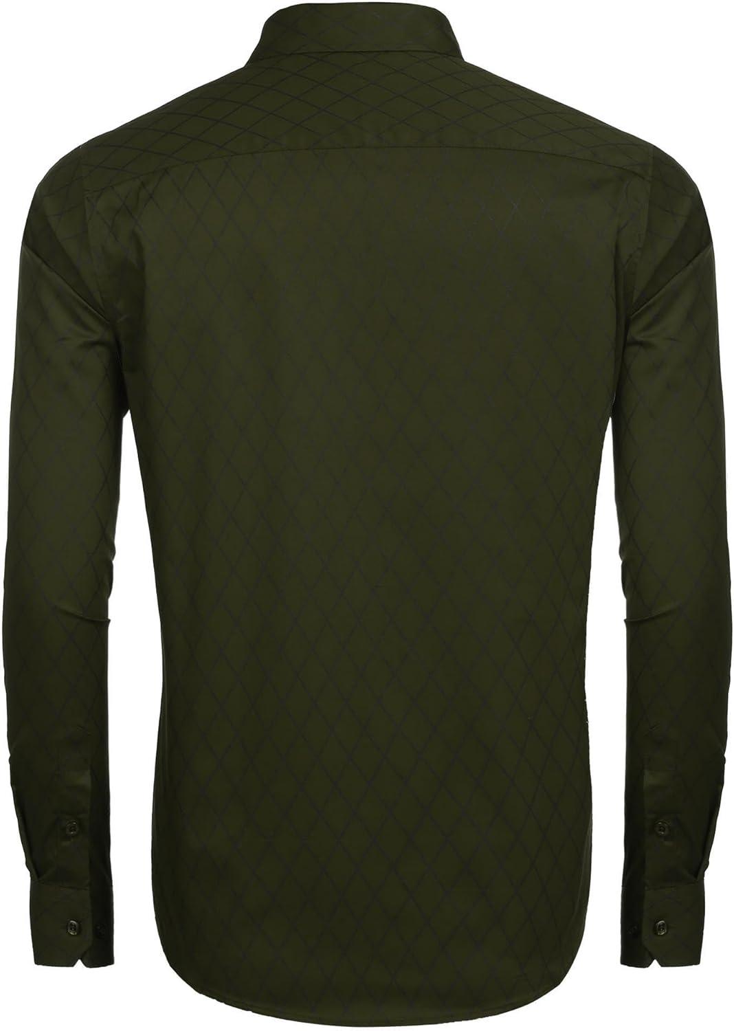 imageCOOFANDY Mens Dress Shirt Long Sleeve Casual Button Down Shirt Wrinkle Free Formal Business ShirtsArmy Green