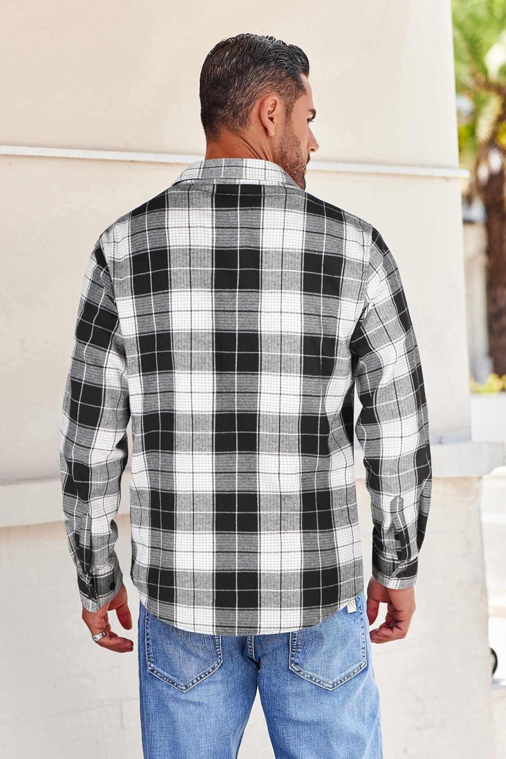 imageCOOFANDY Mens Flannel Shirts Long Sleeve Button Down Shirt with Pocket Casual Shirts Work Shirts for Men