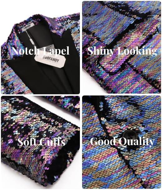 imageCOOFANDY Mens Sequin Blazer Tuxedo Party Prom Wedding Tuxedo One Button JacketBlue Purple