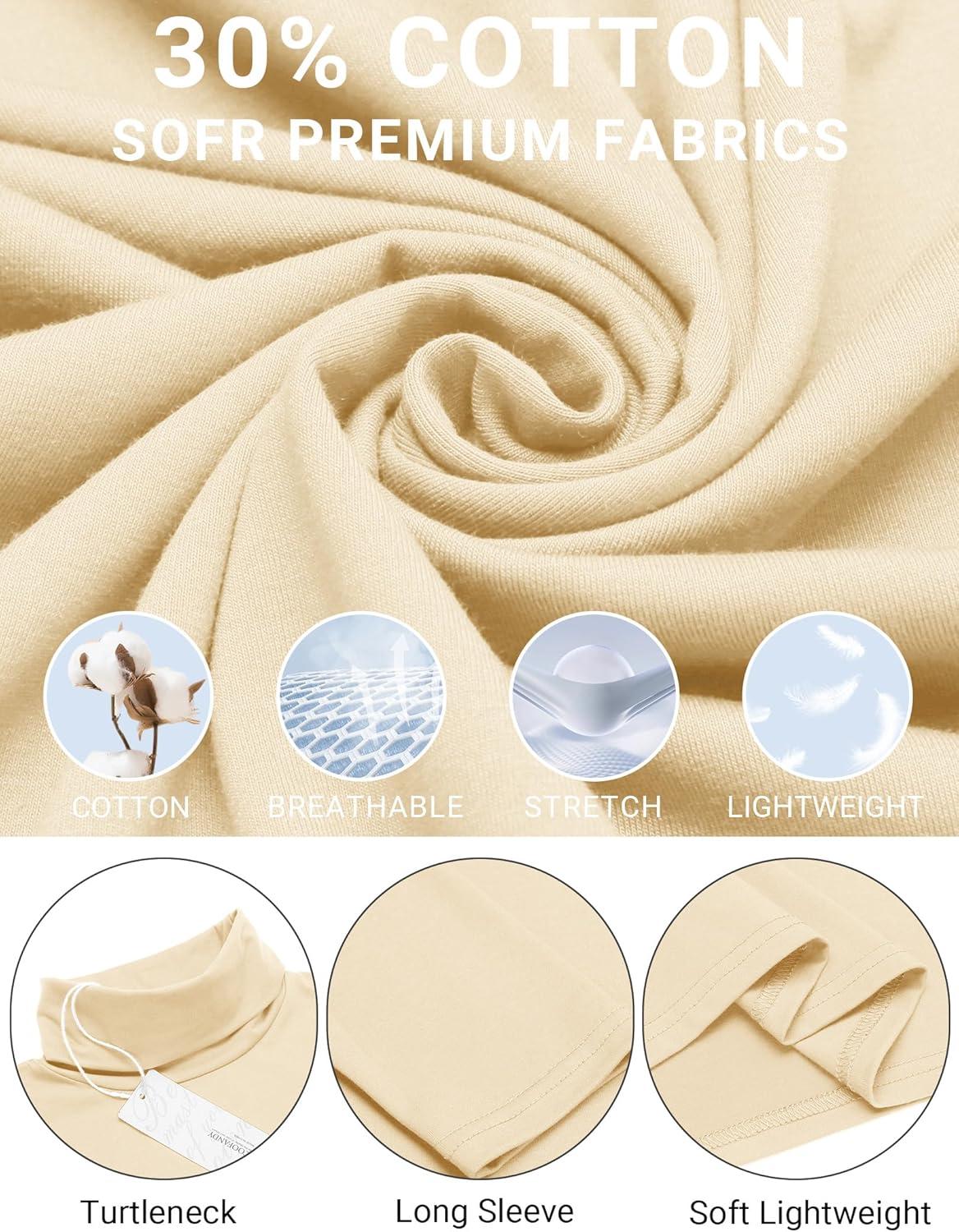 imageCOOFANDY Mens Slim Fit Turtleneck Cotton T Shirts Casual Long Sleeve Lightweight Pullover Sweater Basic TopsBeige