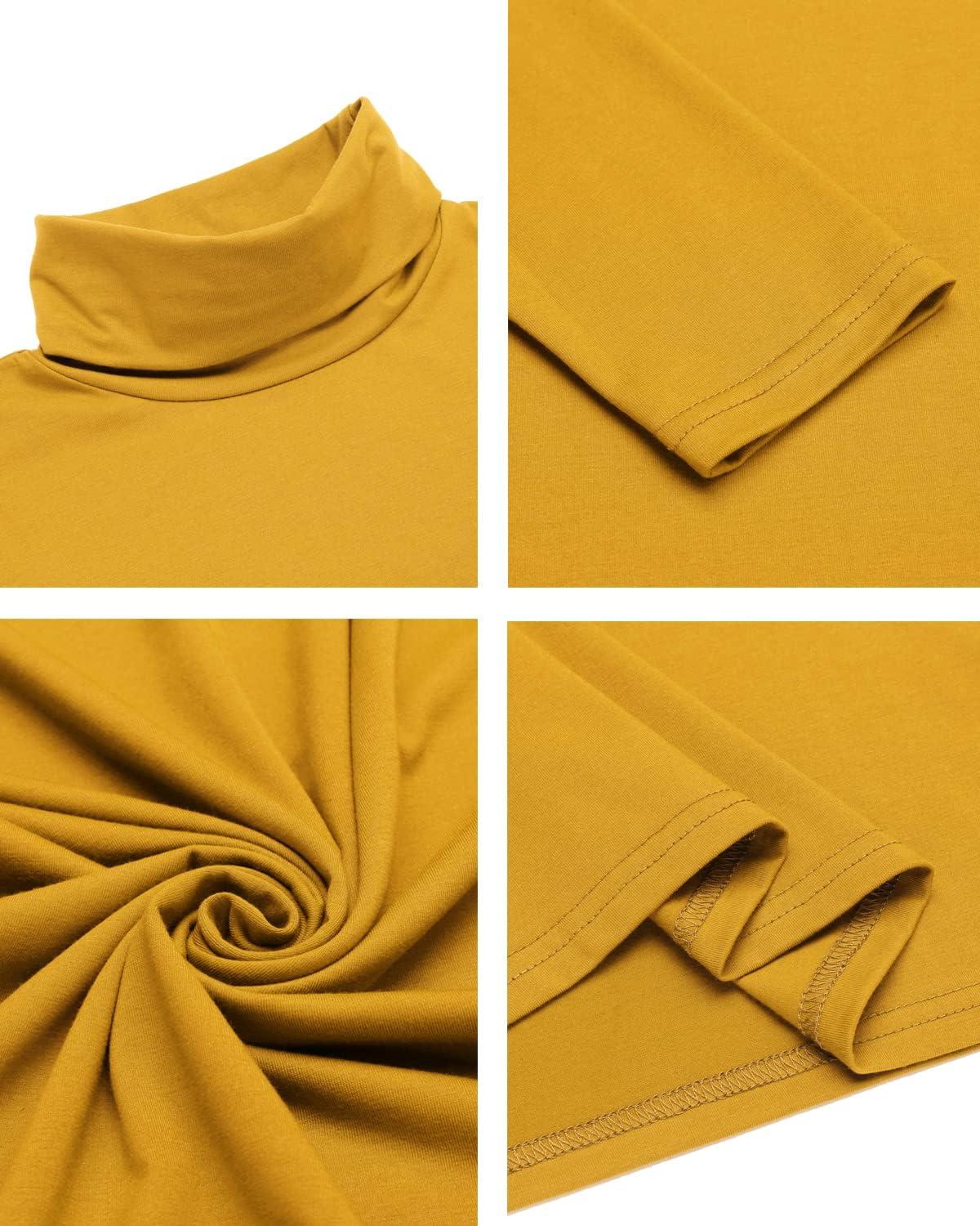 imageCOOFANDY Mens Slim Fit Turtleneck Cotton T Shirts Casual Long Sleeve Lightweight Pullover Sweater Basic TopsYellow