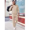 COOFANDY 2 Piece Set for Men Casual 1/4 Zip Track Suits Set Long Sleeve Quarter Pullover Jogging Suits 2025 Fashion Outfits(Cream)