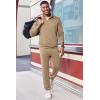 COOFANDY 2 Piece Set for Men Casual 1/4 Zip Track Suits Set Long Sleeve Quarter Pullover Jogging Suits 2025 Fashion Outfits(Khaki)