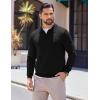 COOFANDY Long Sleeve Polo Shirts for Men Knit Polo Sweater Lightweight Ribbed Pullover Sweater(Black)