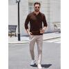 COOFANDY Long Sleeve Polo Shirts for Men Knit Polo Sweater Lightweight Ribbed Pullover Sweater(Brown)