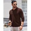 COOFANDY Long Sleeve Polo Shirts for Men Knit Polo Sweater Lightweight Ribbed Pullover Sweater(Brown)