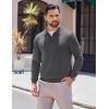 COOFANDY Long Sleeve Polo Shirts for Men Knit Polo Sweater Lightweight Ribbed Pullover Sweater(Dark Gray)