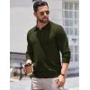 COOFANDY Long Sleeve Polo Shirts for Men Knit Polo Sweater Lightweight Ribbed Pullover Sweater(Dark Green)