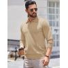 COOFANDY Long Sleeve Polo Shirts for Men Knit Polo Sweater Lightweight Ribbed Pullover Sweater(Khaki)