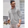 COOFANDY Long Sleeve Polo Shirts for Men Knit Polo Sweater Lightweight Ribbed Pullover Sweater(Light Gray)