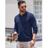 COOFANDY Long Sleeve Polo Shirts for Men Knit Polo Sweater Lightweight Ribbed Pullover Sweater(Navy Blue)