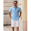 COOFANDY Men’s Button Down Short Sleeve Shirt Casual Cotton Summer Beach Linen Wedding Shirts with Pocket(Clear Blue)
