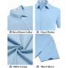 COOFANDY Men’s Button Down Short Sleeve Shirt Casual Cotton Summer Beach Linen Wedding Shirts with Pocket(Clear Blue)
