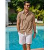 COOFANDY Men’s Button Down Short Sleeve Shirt Casual Cotton Summer Beach Linen Wedding Shirts with Pocket(Khaki)