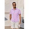 COOFANDY Men’s Button Down Short Sleeve Shirt Casual Cotton Summer Beach Linen Wedding Shirts with Pocket(Lavender)