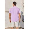 COOFANDY Men’s Button Down Short Sleeve Shirt Casual Cotton Summer Beach Linen Wedding Shirts with Pocket(Lavender)