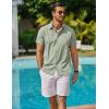 COOFANDY Men’s Button Down Short Sleeve Shirt Casual Cotton Summer Beach Linen Wedding Shirts with Pocket(Light Green)