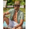 COOFANDY Men’s Button Down Short Sleeve Shirt Casual Cotton Summer Beach Linen Wedding Shirts with Pocket(Light Green)