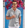 COOFANDY Men’s Button Down Short Sleeve Shirt Casual Cotton Summer Beach Linen Wedding Shirts with Pocket(Light Grey)