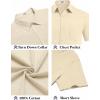 COOFANDY Men’s Button Down Short Sleeve Shirt Casual Cotton Summer Beach Linen Wedding Shirts with Pocket(Light Khaki)
