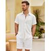 COOFANDY Men’s Button Down Short Sleeve Shirt Casual Cotton Summer Beach Linen Wedding Shirts with Pocket(White)