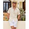 COOFANDY Mens Button Down Short Sleeve Shirt Casual Shirts Summer Beach Textured Shirts with Pocket(Beige)