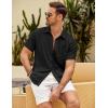 COOFANDY Mens Button Down Short Sleeve Shirt Casual Shirts Summer Beach Textured Shirts with Pocket(Black)